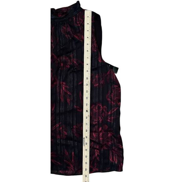 NWT White House Black Market Sleeveless Tie Back Red & Black Halter Top Large - Picture 2 of 6